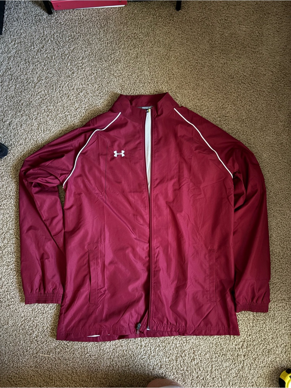 Under Armour Maroon Windbreaker Jacket with White Piping